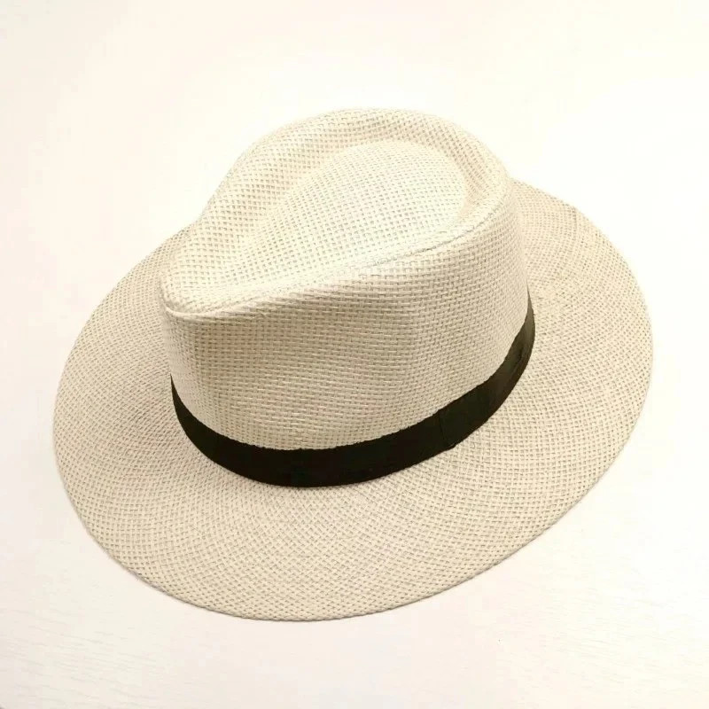 Unisex Panama Straw Hats for Women Men Summer Outdoor Beach Sun Hat Wide Brim Fo
