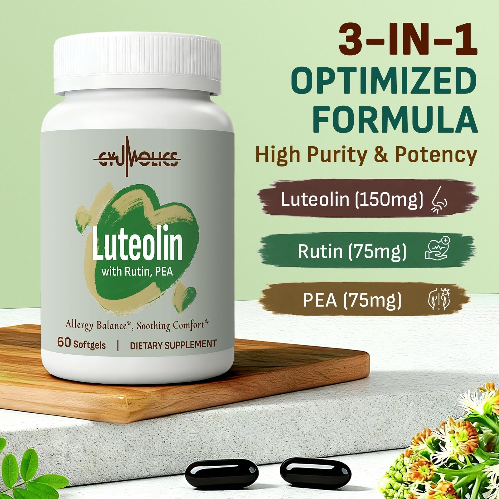 Gyumolics Luteolin 150mg Soothing Comfort Supplement 120 Softgels 2 pcs