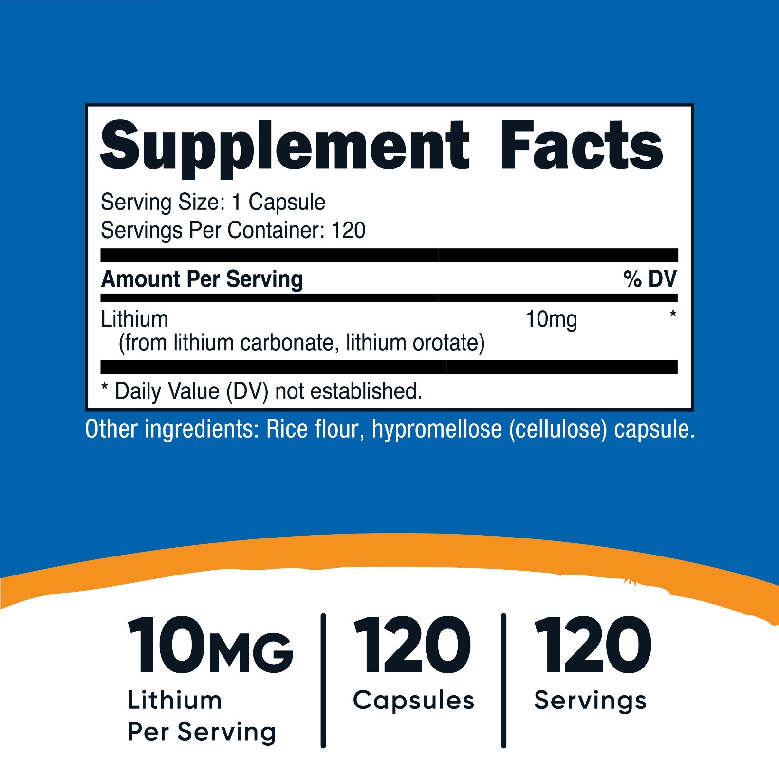 Nutricost Lithium Orotate (10mg) 120 Capsules – Vegan Lithium Supplement