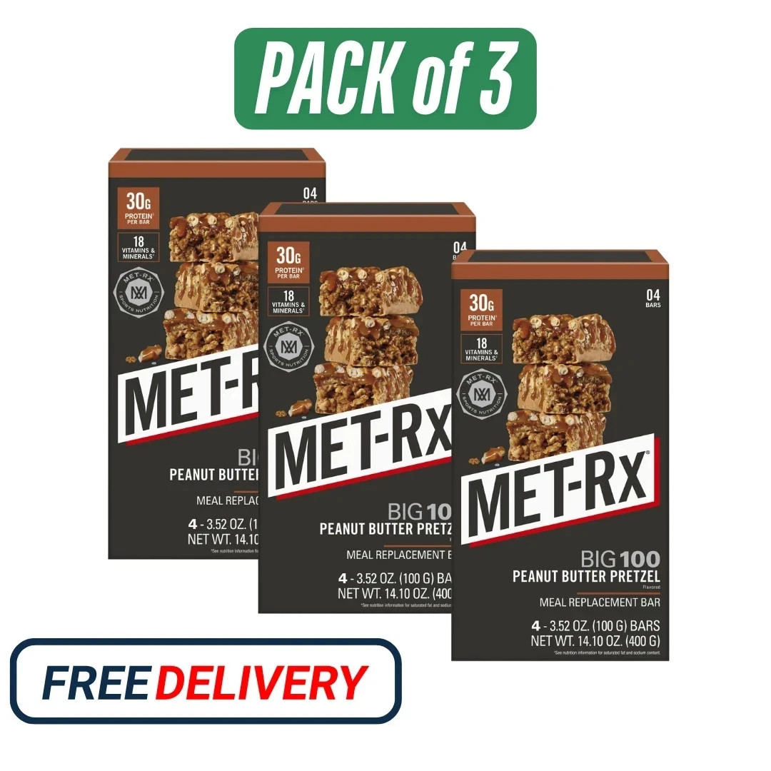 30g Protein, 12 Ct, MET-Rx Big 100 Protein Bar, Peanut Butter Pretzel