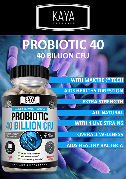 Probiotic 40 Billion CFU Guaranteed Potency Digestive Immune Health 60 Capsules