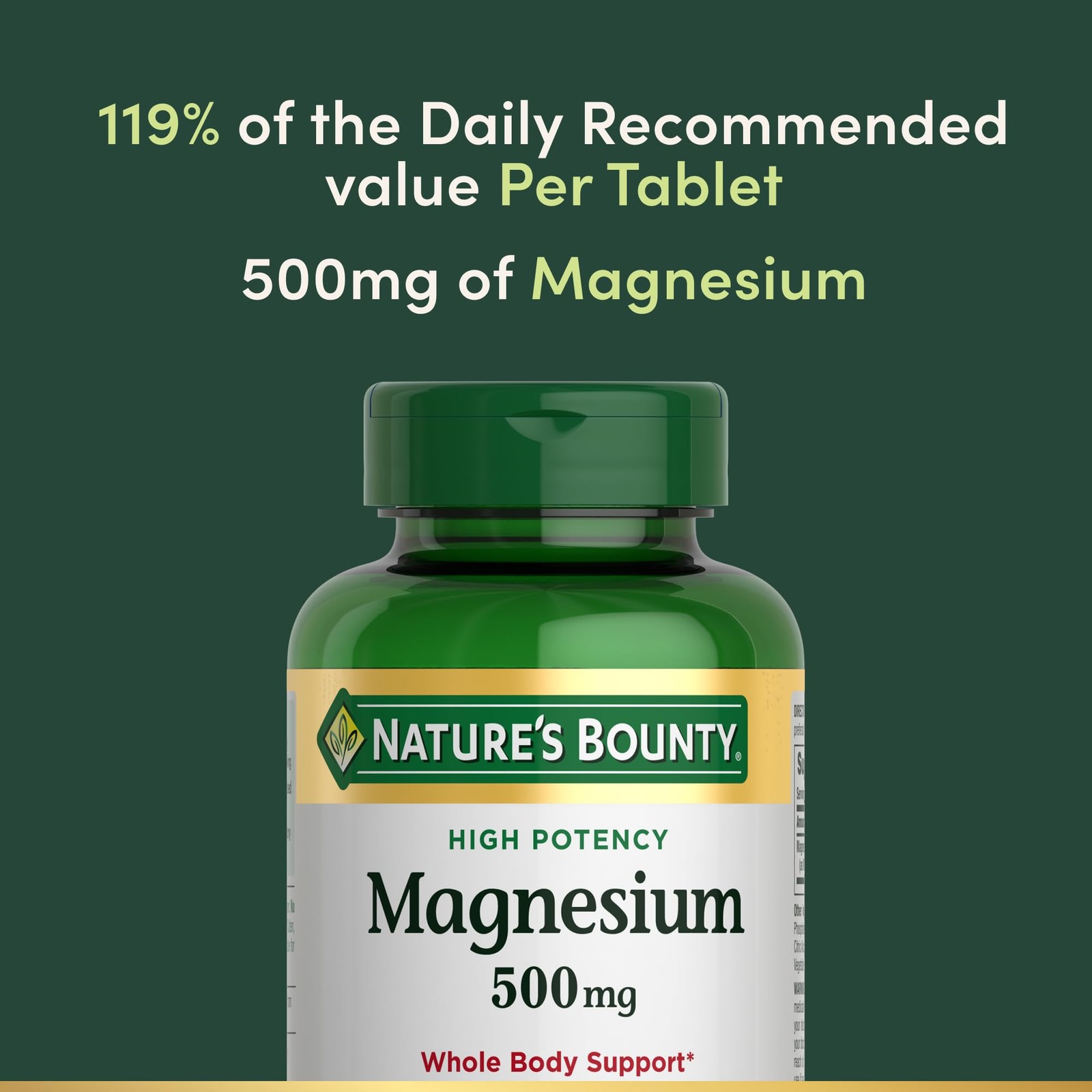 Nature’s Bounty Magnesium 500 mg Tablets, High Potency 200 Count (Pack of 1)