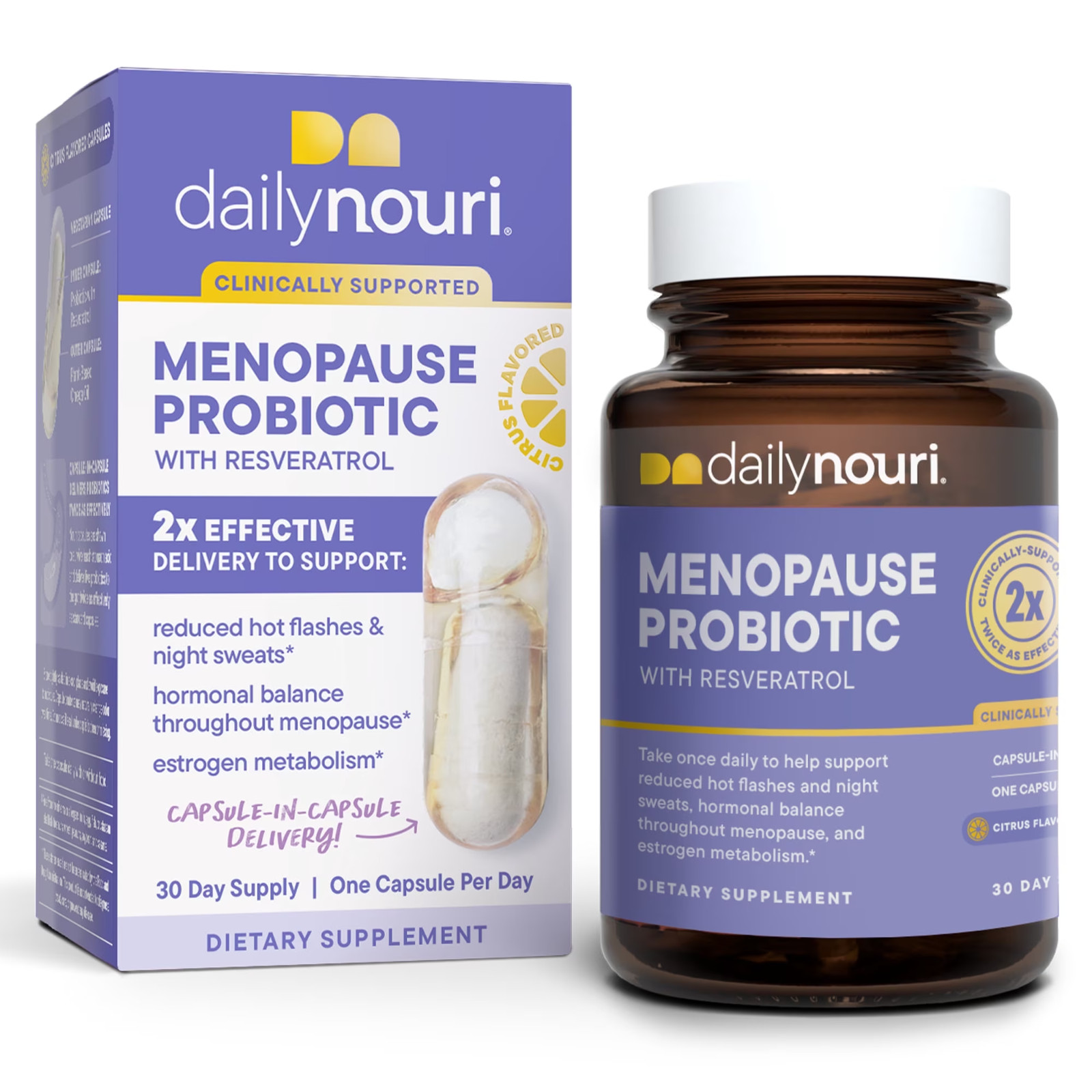 Nouri Menopause Health Probiotic with Omega and Resveratrol Vegan Capsules, 30ct