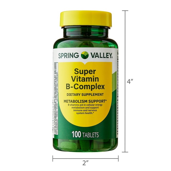 Spring Valley Super Vitamin B-Complex Tablets, Metabolism Support, 100 Count