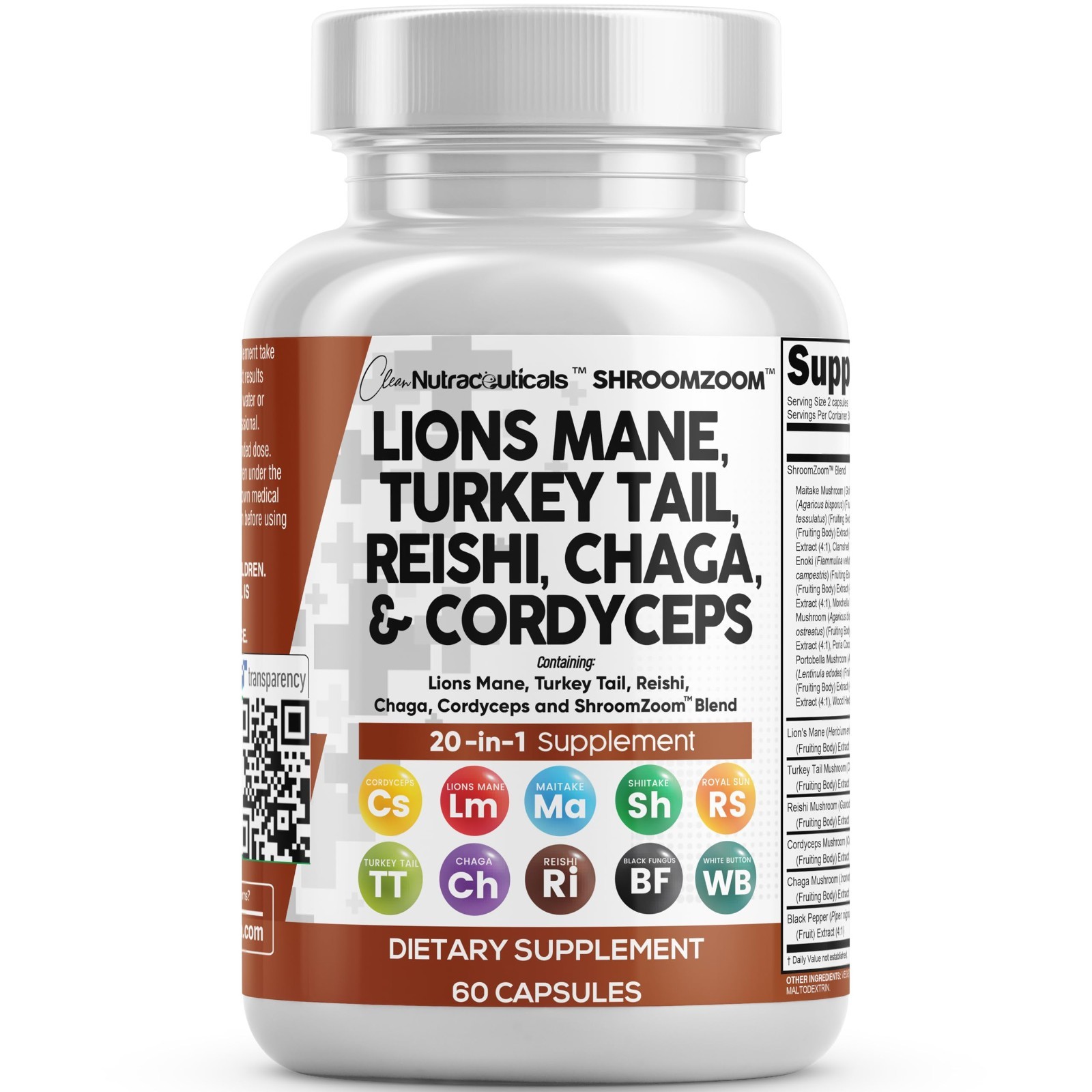 20-in-1 Mushroom Supplement – Lion’s Mane, Turkey Tail, Reishi, Cordyceps & More