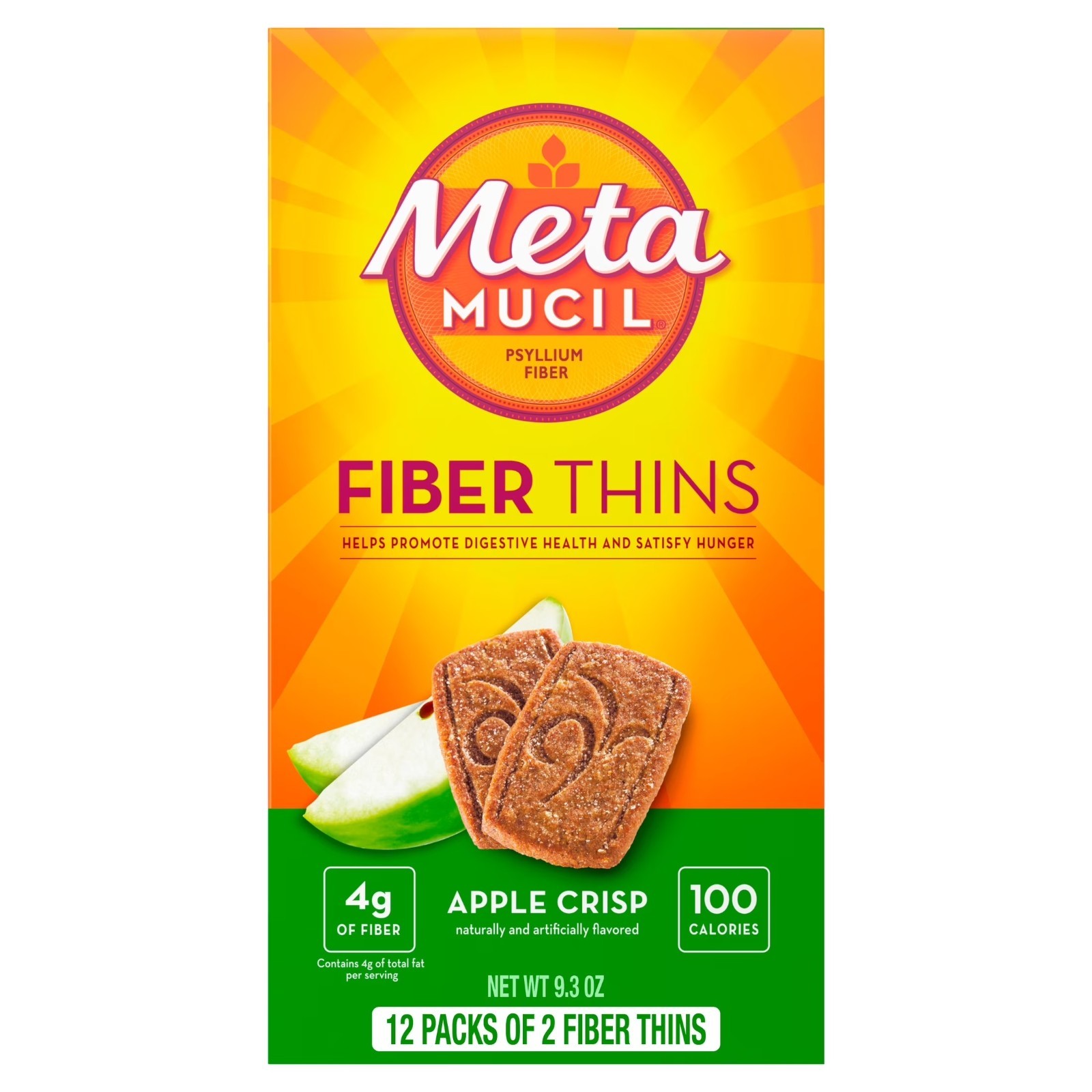 Metamucil Fiber Thins Apple Crisp & Chocolate Bundle 4 Boxes ,48 Snacks Packs
