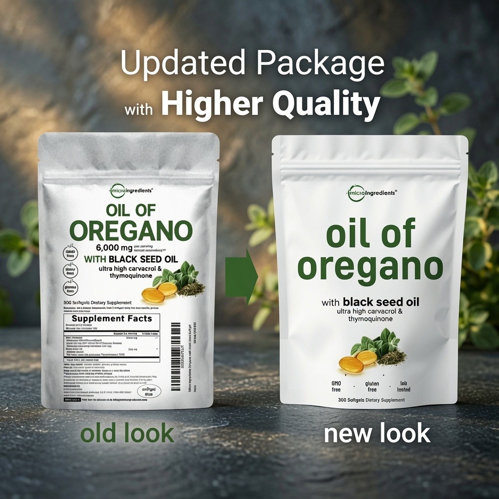 Microingredients Oil of Oregano Black Seed Oil 6000mg 300 Softgels