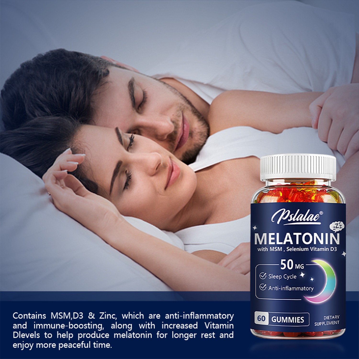 Melatonin 50mg – Sleep Aid, Regulate Sleep Cycle, Promote Relaxation – Zinc, MSM