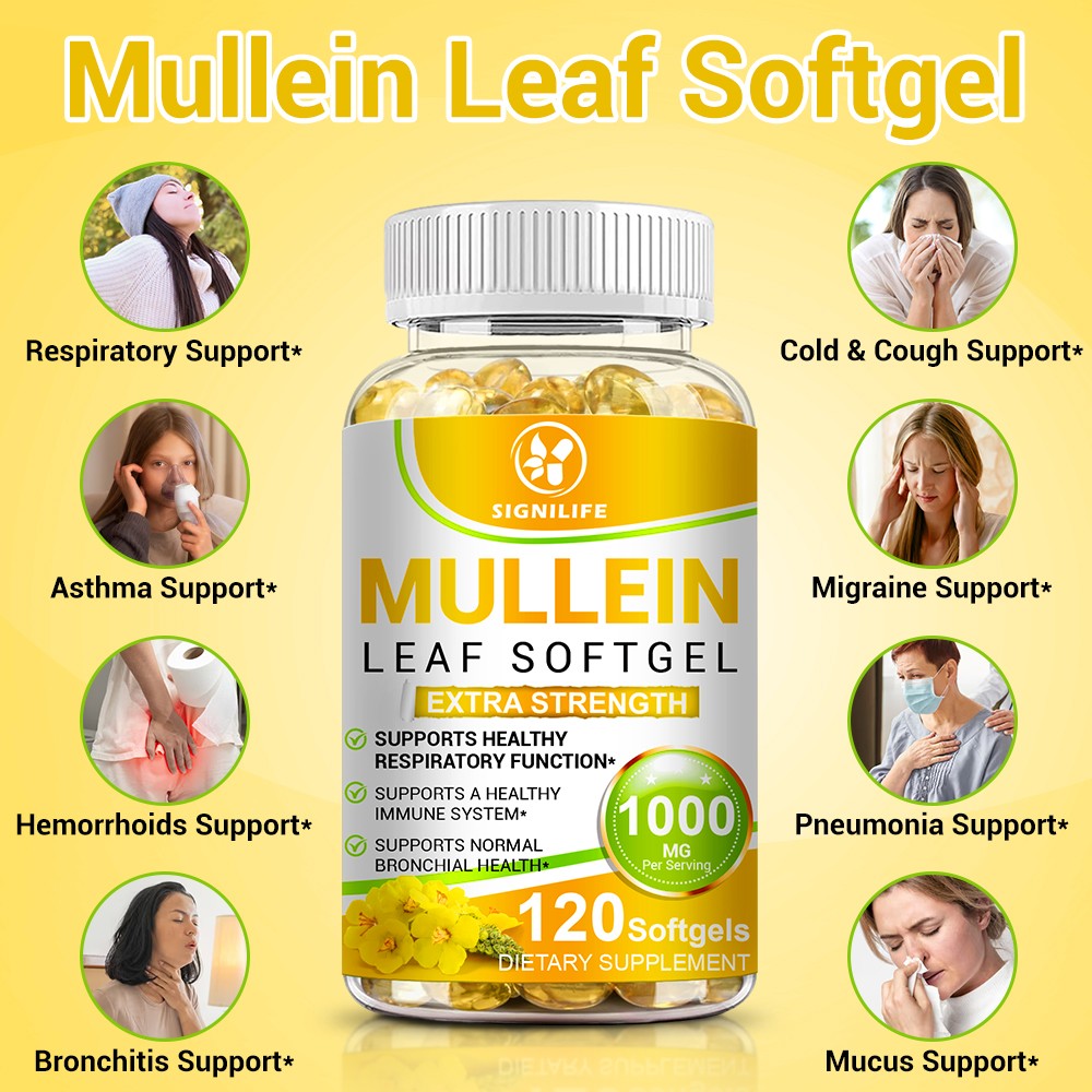 Mullein Leaf Capsules 1000mg – Support Lung Cleanse Respiratory Health Vegan