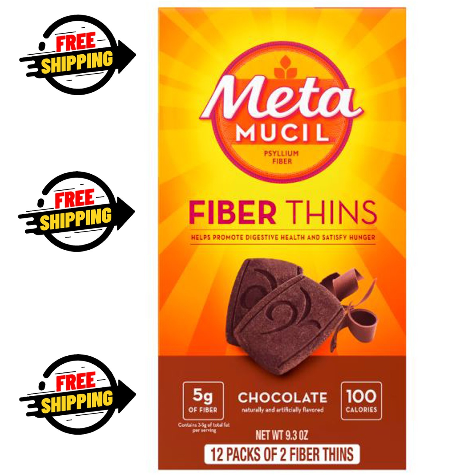 Metamucil Fiber Supplement Chewable Thins Chocolate 12 Count Powder Food Snack