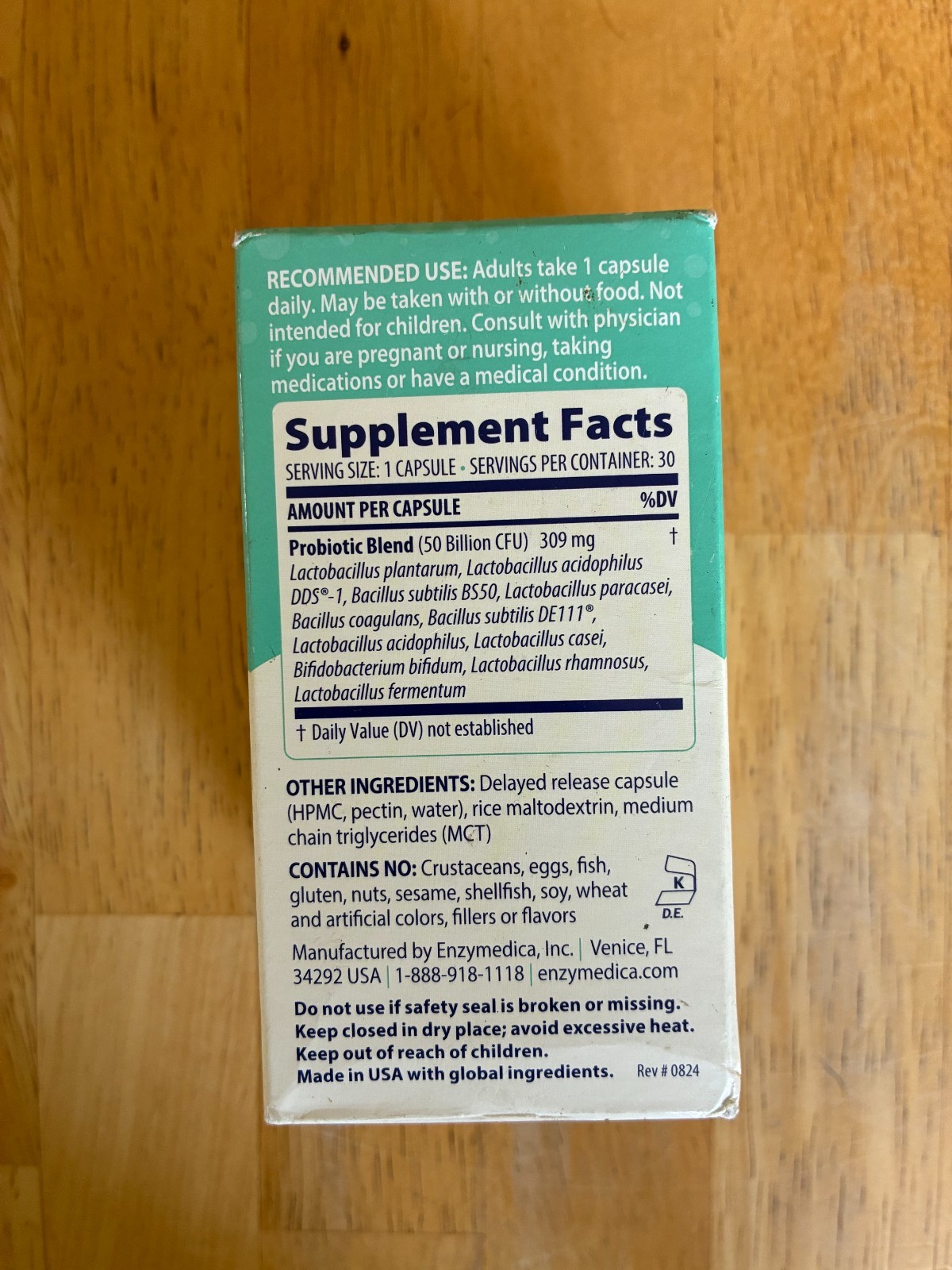Enzymedica Sub Culture Probiotic for Bloat Relief 50 Billion 11 Strains 30 Caps