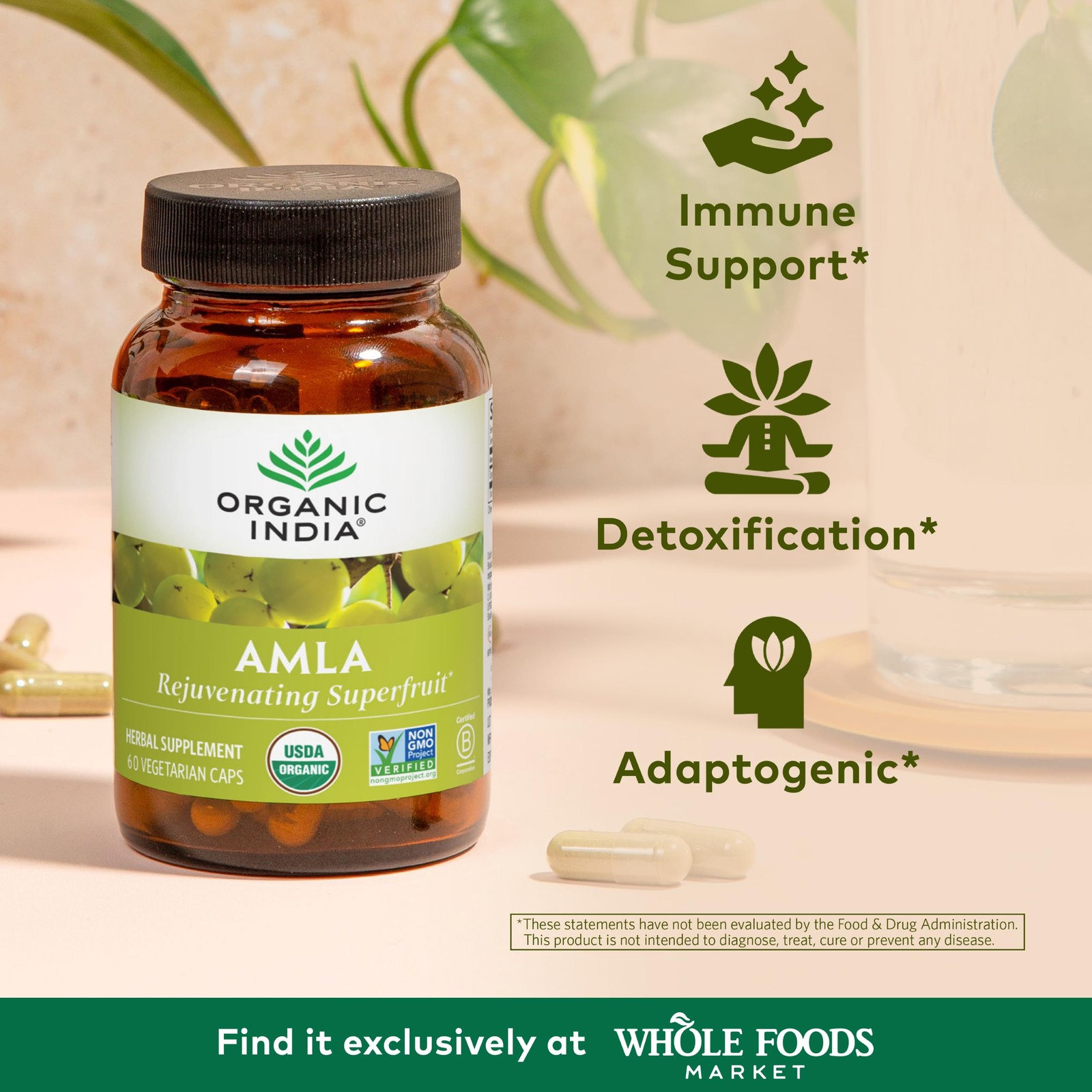 Organic India Amla Supplement 60 Count Stress Adaptogen Immune Support Detox …