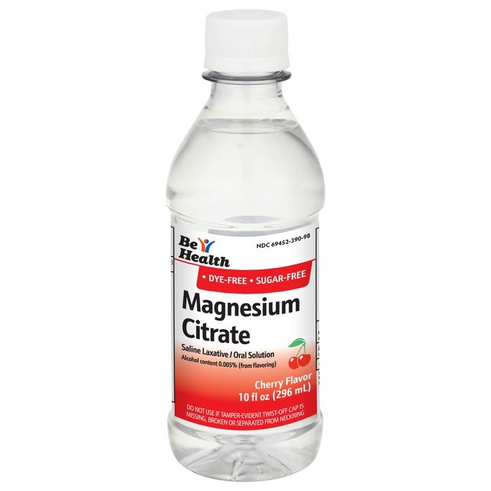 Be Health Magnesium Citrate Liquid CHERRY Flavor Saline Laxative 10 fl oz