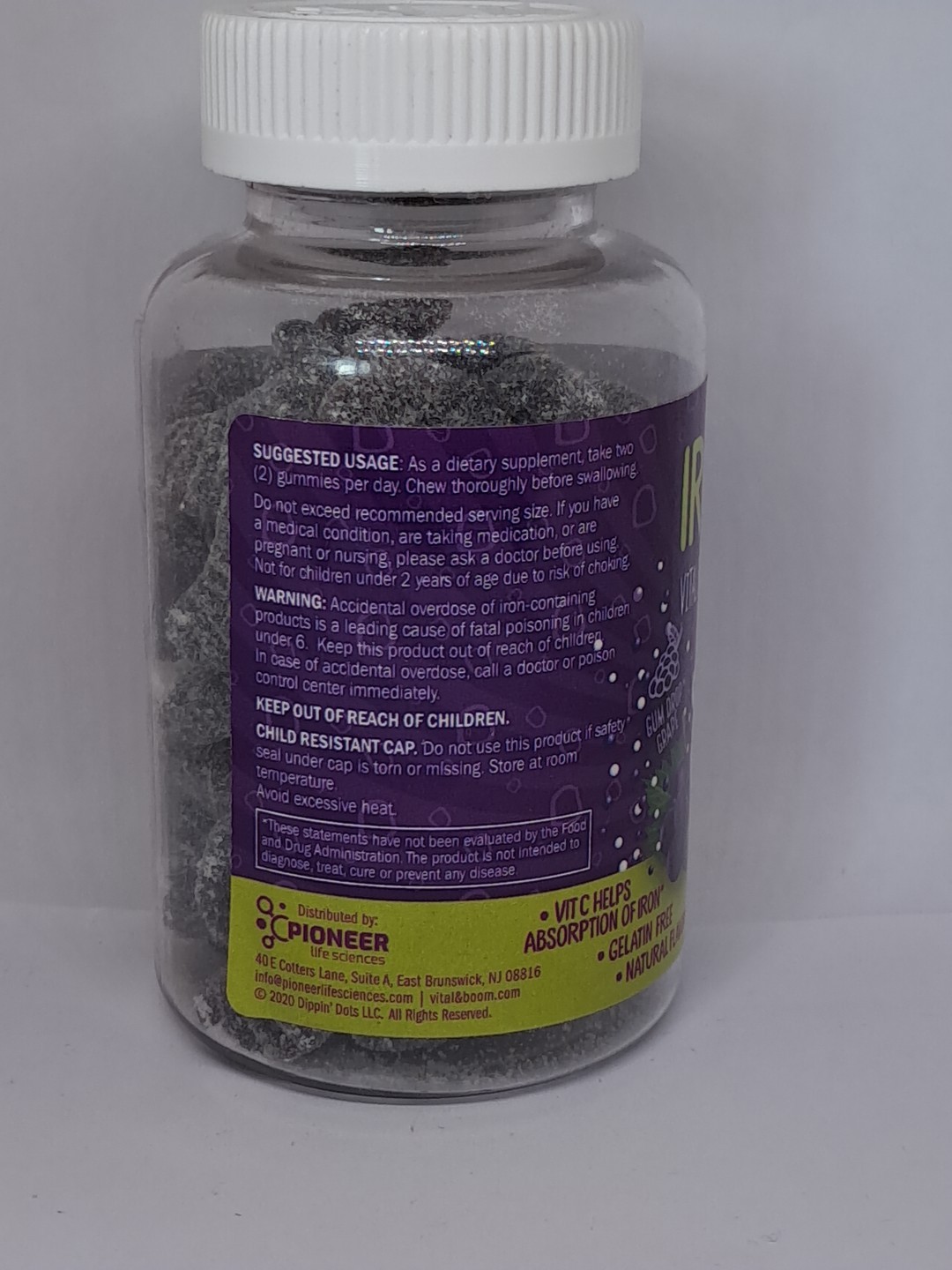 Dippin Dots Iron + Vitc 60 Count Pectin Gummies Exp 01/2026