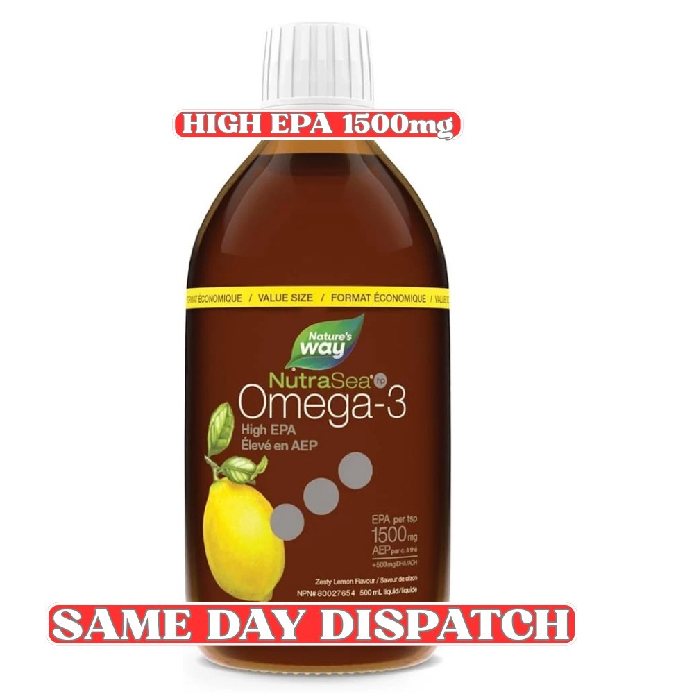 NutraSea HP Omega-3 High EPA 1500mg Lemon Fish Oil Liquid 500ml Nature’s Way