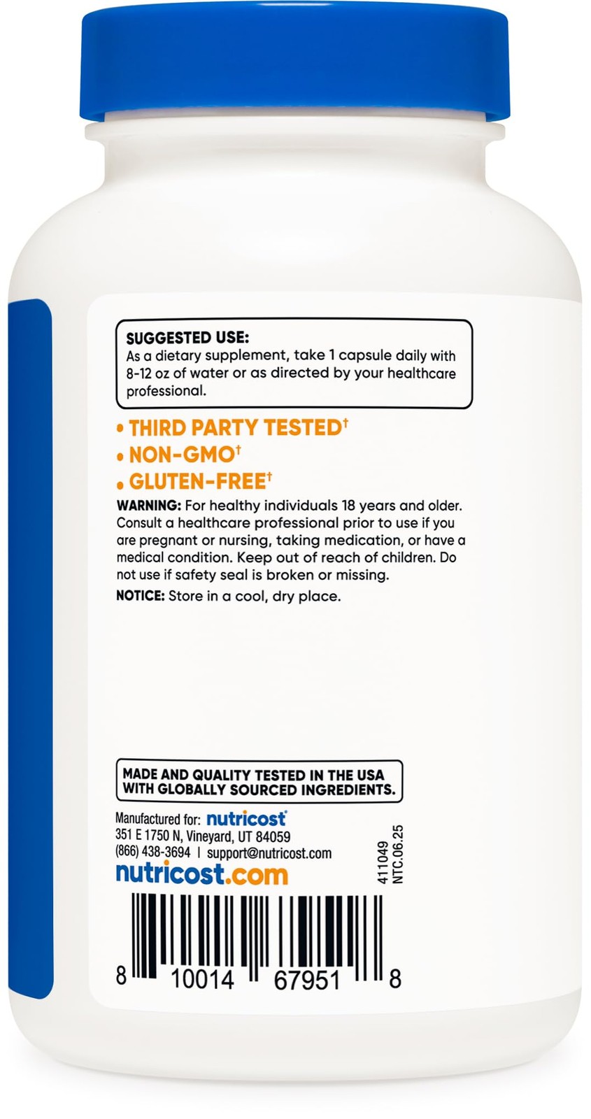 Nutricost TMG (Trimethylglycine) 750mg, 120 120 Count (Pack of 1), Multicolor