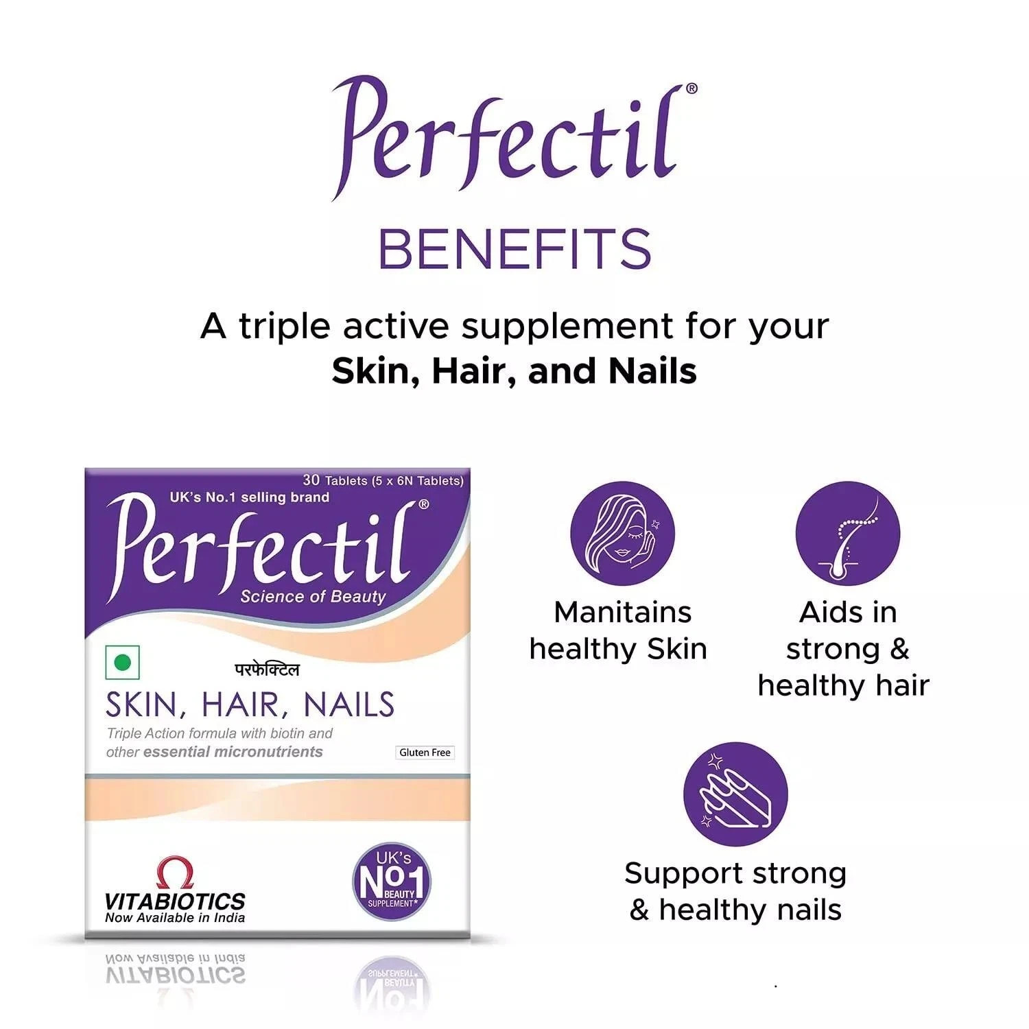Vitabiotics Perfectil (30 Tablets) with Biotin for Skin , Hair & Nai LONG EXPIRY