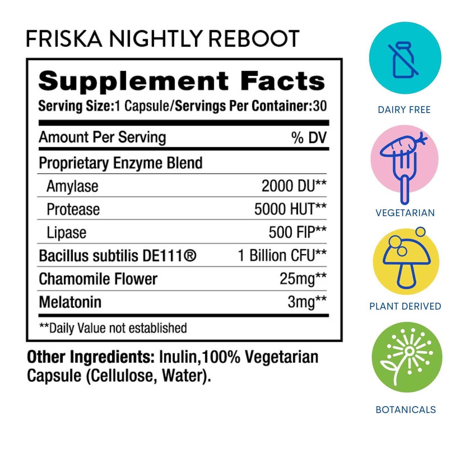 Friska Nighttime Digestive Enzymes with Probiotics – Supports Overnight Diges…