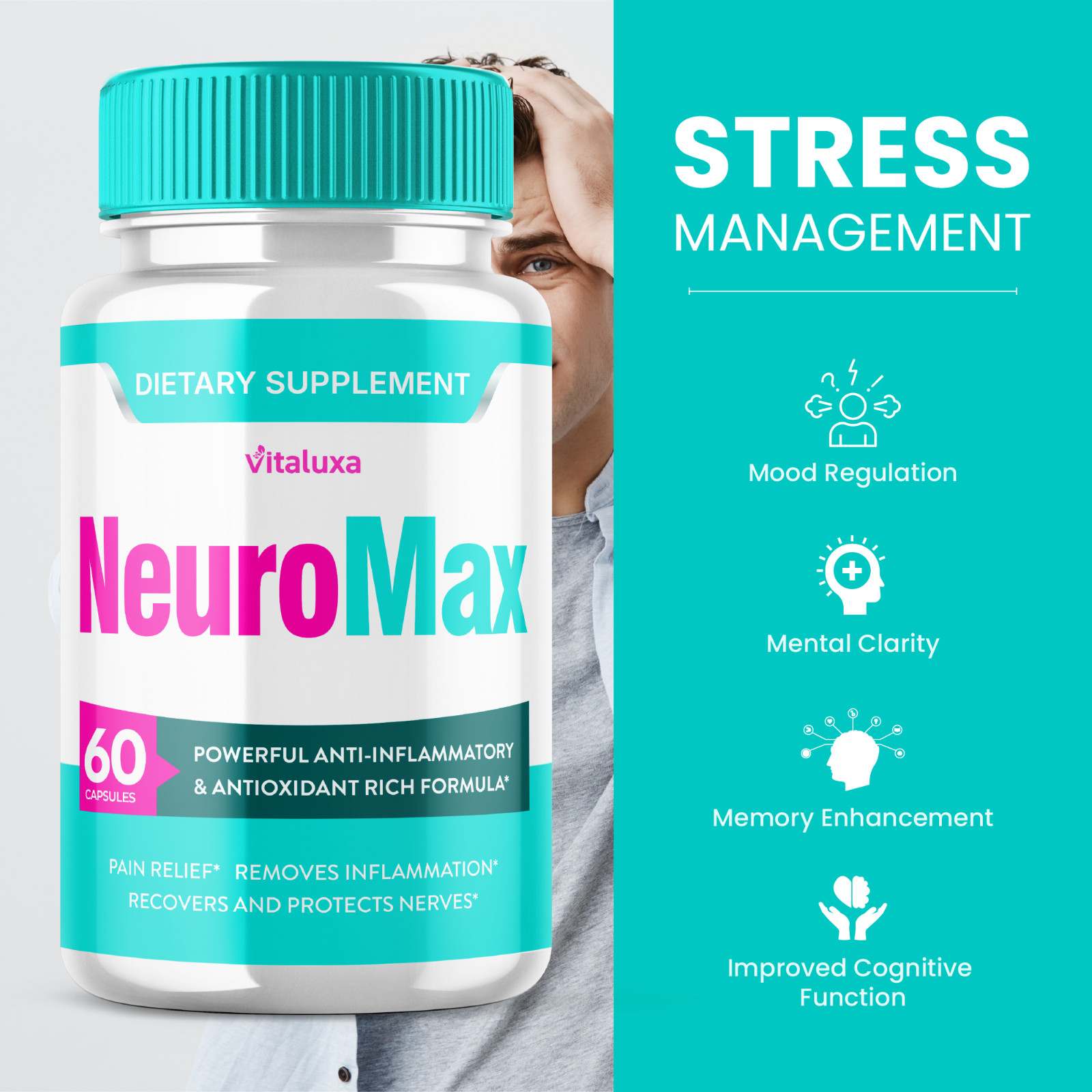 (5 Pack) NeuroMax Pills with Natural Formula for Brain Supplement (300 Capsules)