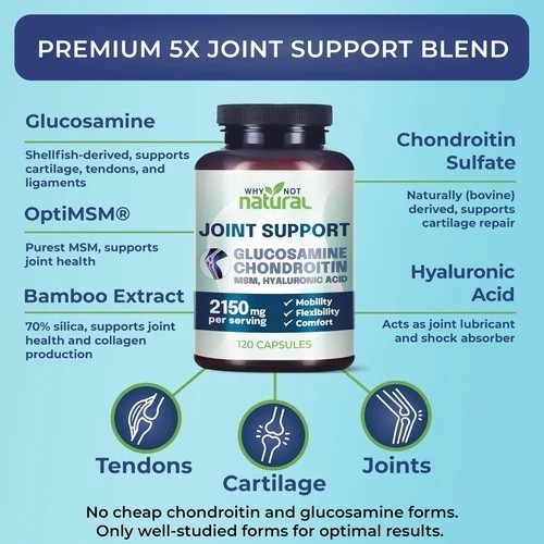 Joint Support Complex 2150mg – Glucosamine, Chondroitin,MSM for Knee&Hip Comfort