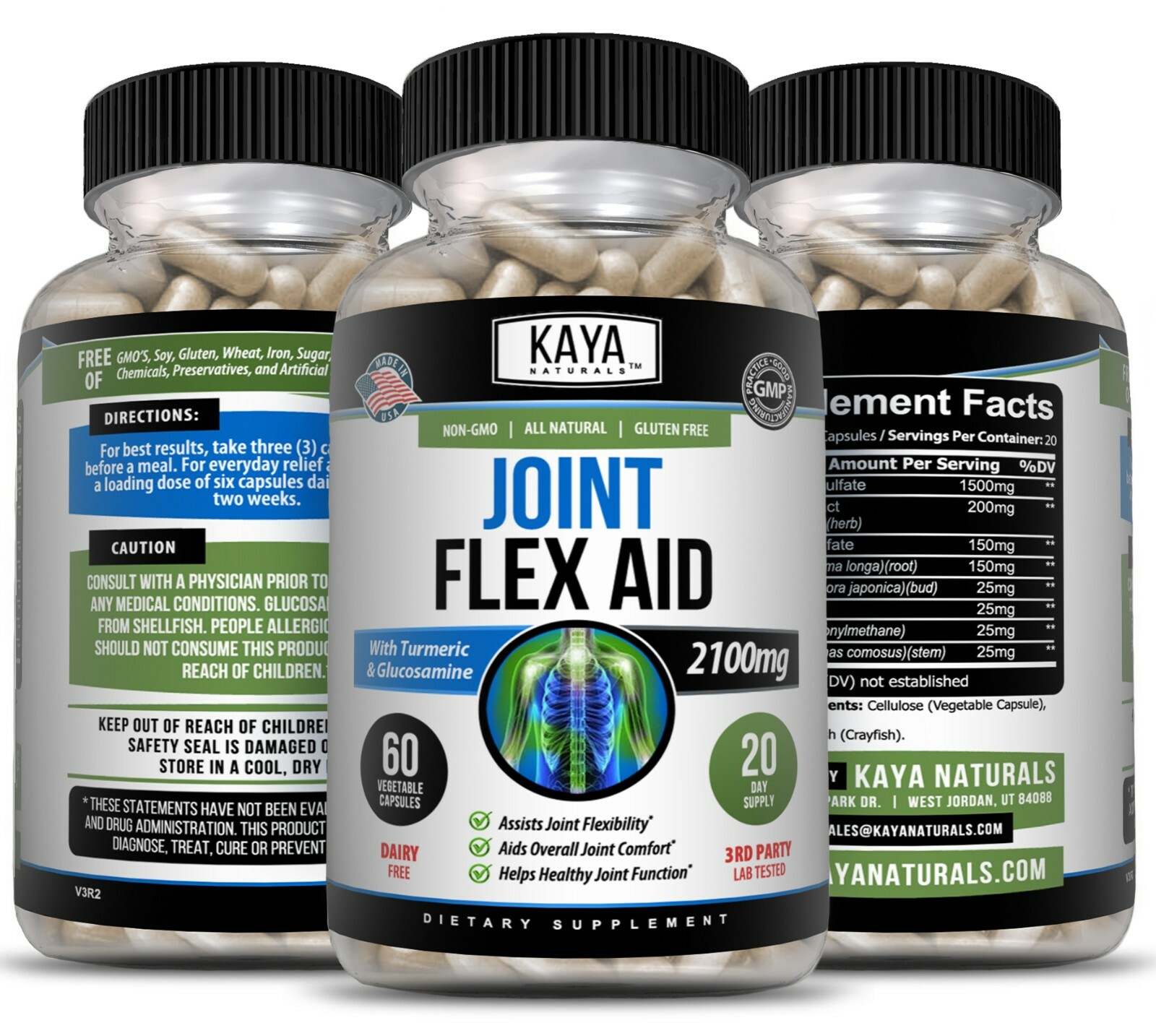 Triple Strength Pain Relief Supplement, Joint Support Glucosamine, Turmeric, MSM