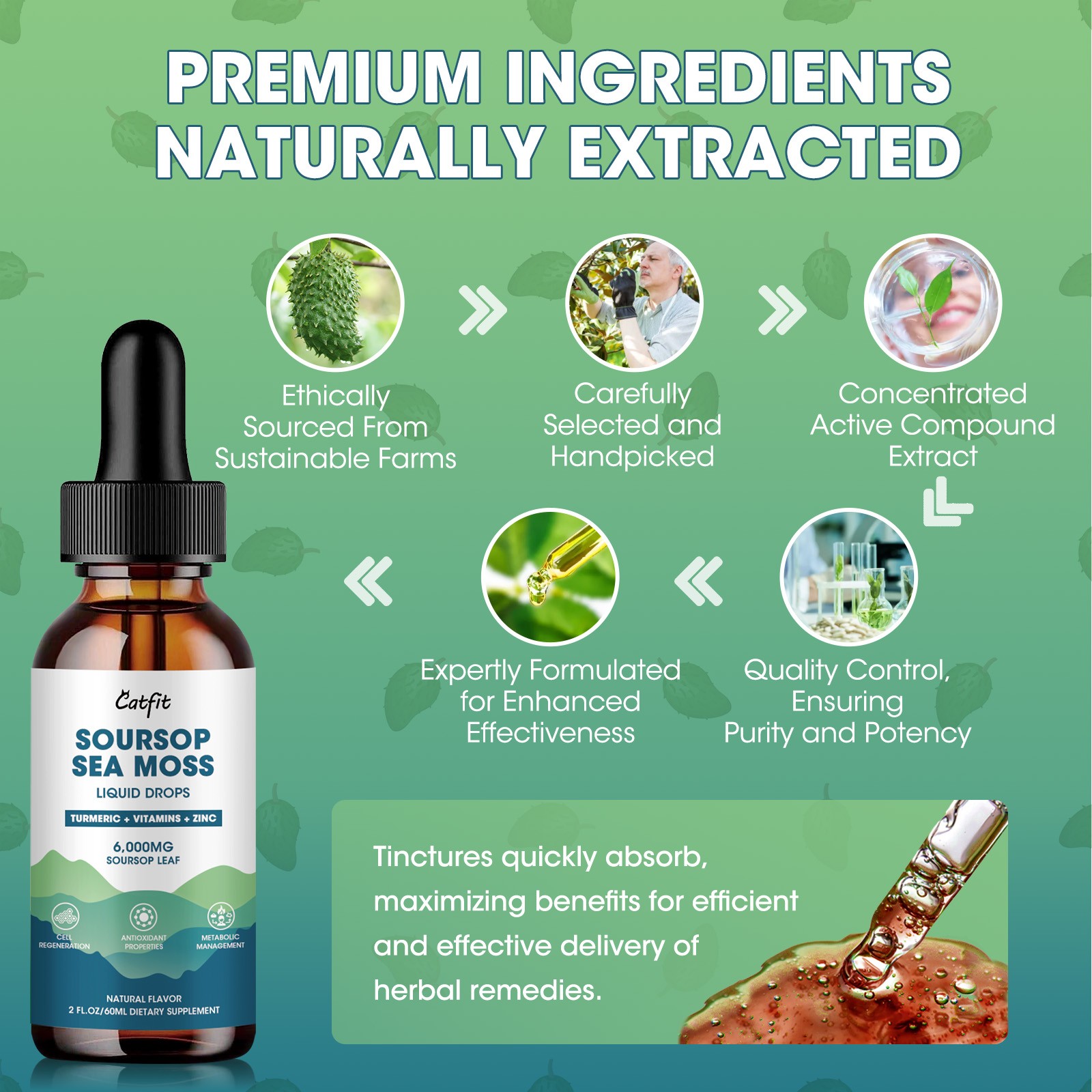 Sea Moss Soursop Leaves Extract with Turmeric Black Pepper Liquid Drop 60ML