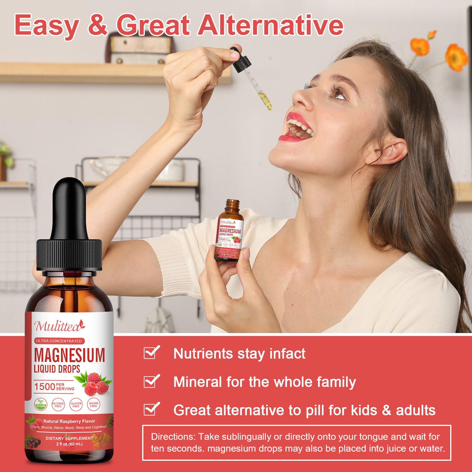 Magnesium Glycinate Liquid Drop High Potency Promotes Nerv Relief Sleep Support