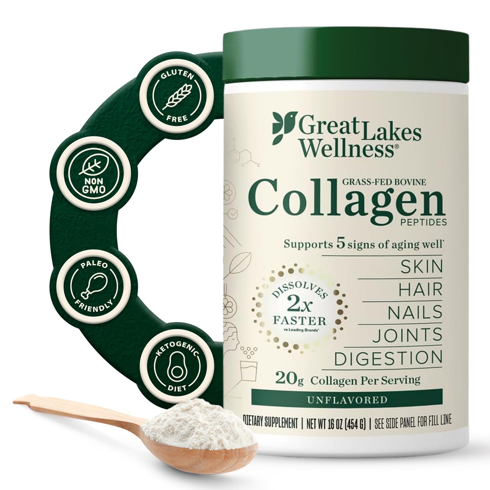 Collagen Peptides Powder – Supports Skin, Hair, Nails, Joints & Digestion – H…