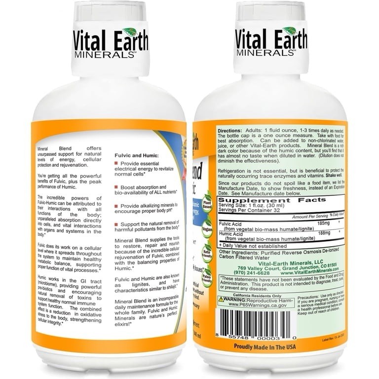 Vital Earth Minerals Mineral Fulvic Humic Blend 32oz