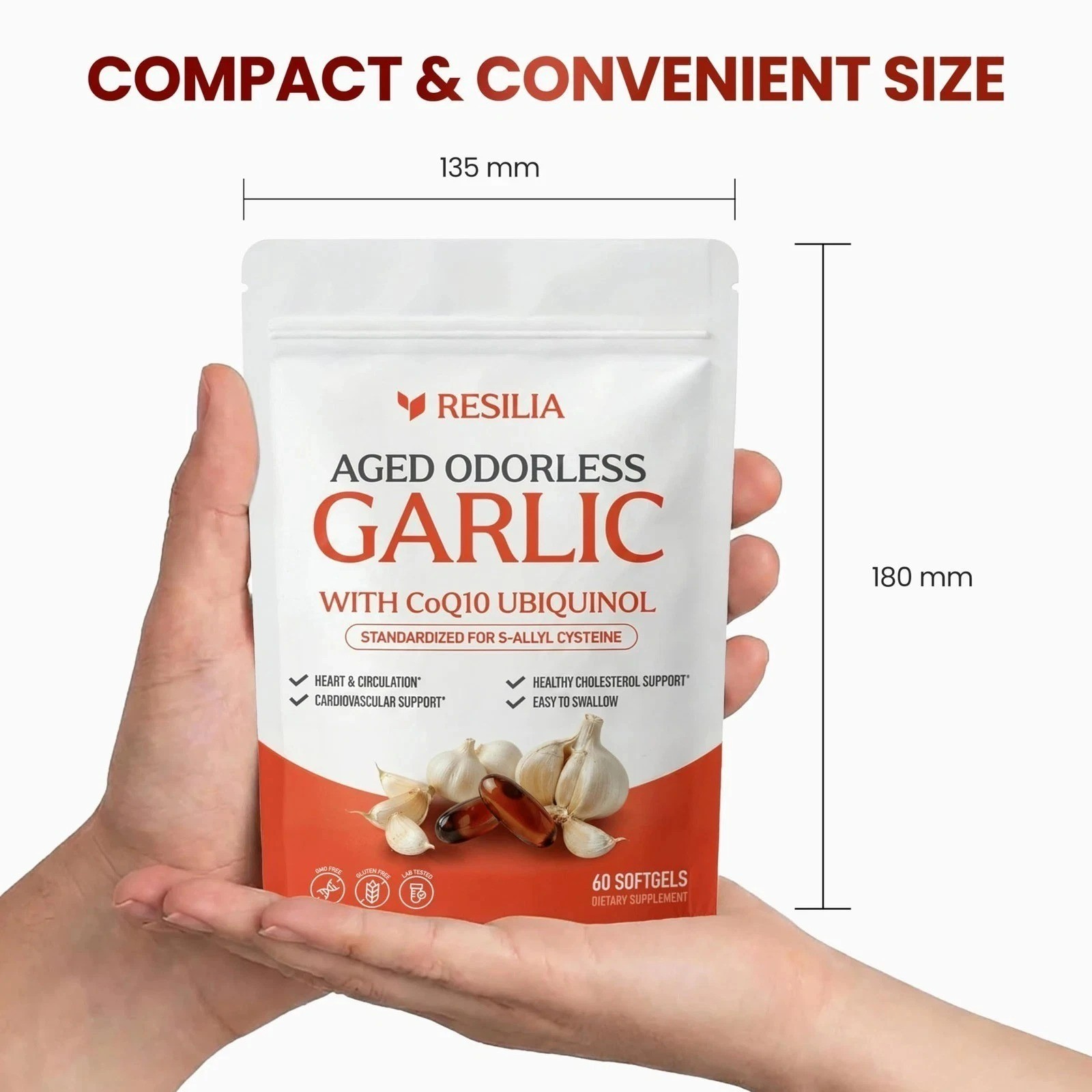 Resilia Garlic Extract 1200mg Softgels (60 Count) – Odorless Aged Garlic Extra..