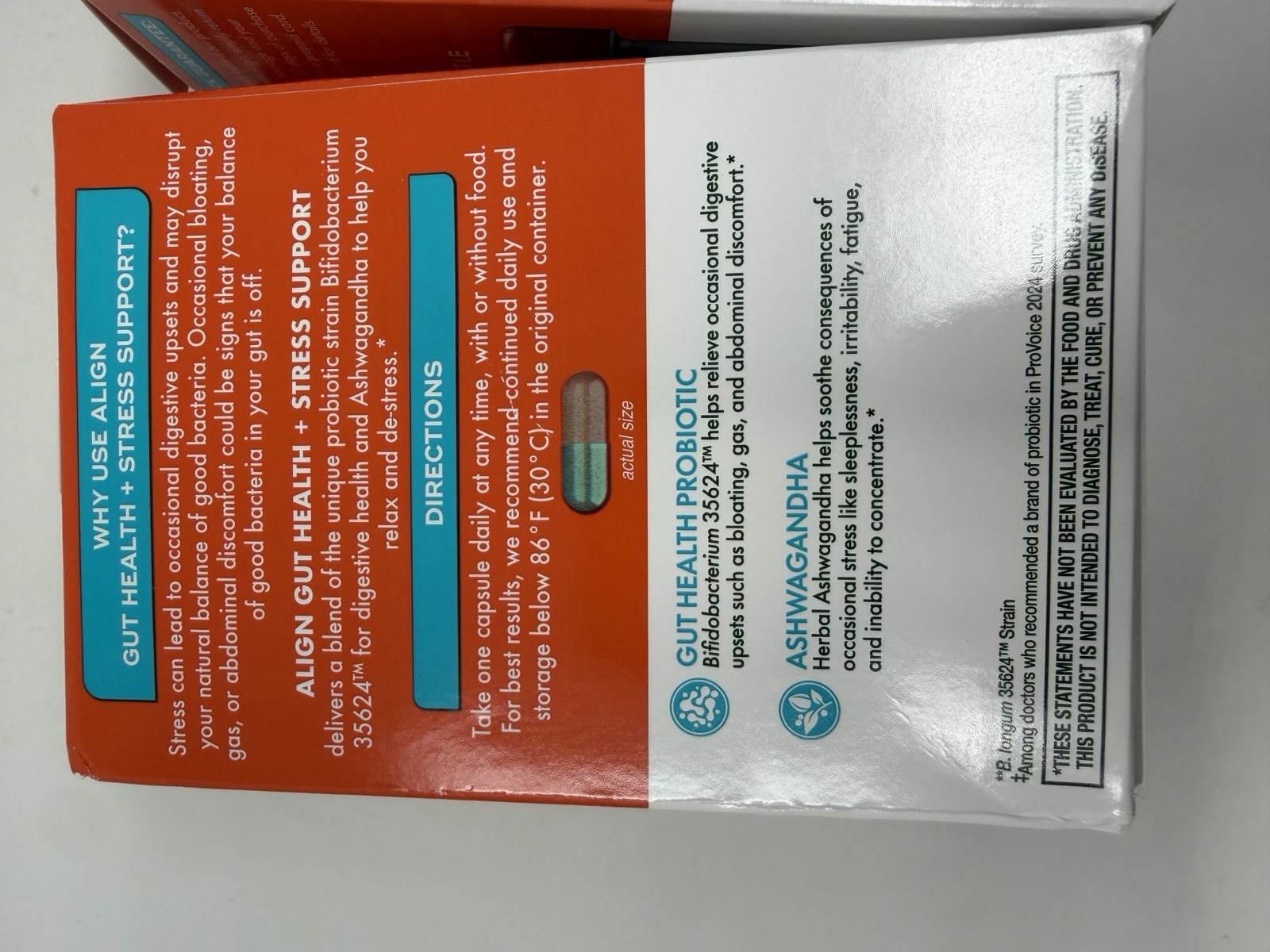 4 Align Probiotic Gut Hlth, Probiotics, Digestive Ashwagandha 21 Each Exp 7/2028