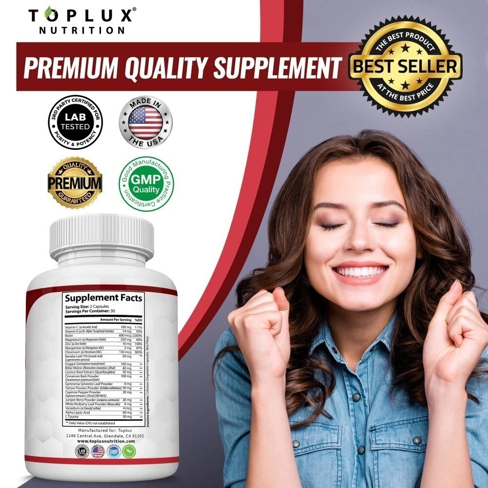 NEW Blood Sugar Complex Capsules w/ Cinnamon, Bitter Melon & Chromium