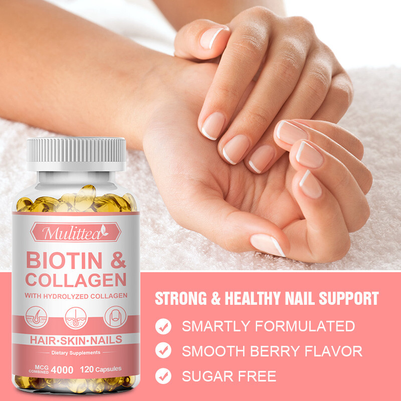 Biotin & Collagen Capsules 4000mcg For Hair,Skin,Nails Health Dietary Supplement