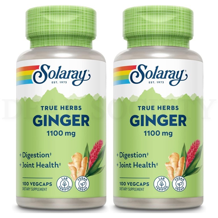 Solaray Ginger Root 1100mg for Healthy Digestion 100 VegCaps Lot of 2