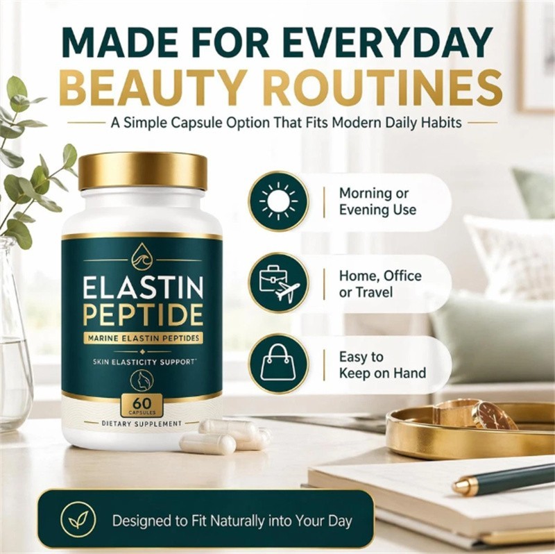 1-3 Pack Elastin Peptide Skin Tightening Supplement, Skin Elasticity, 60 Counts