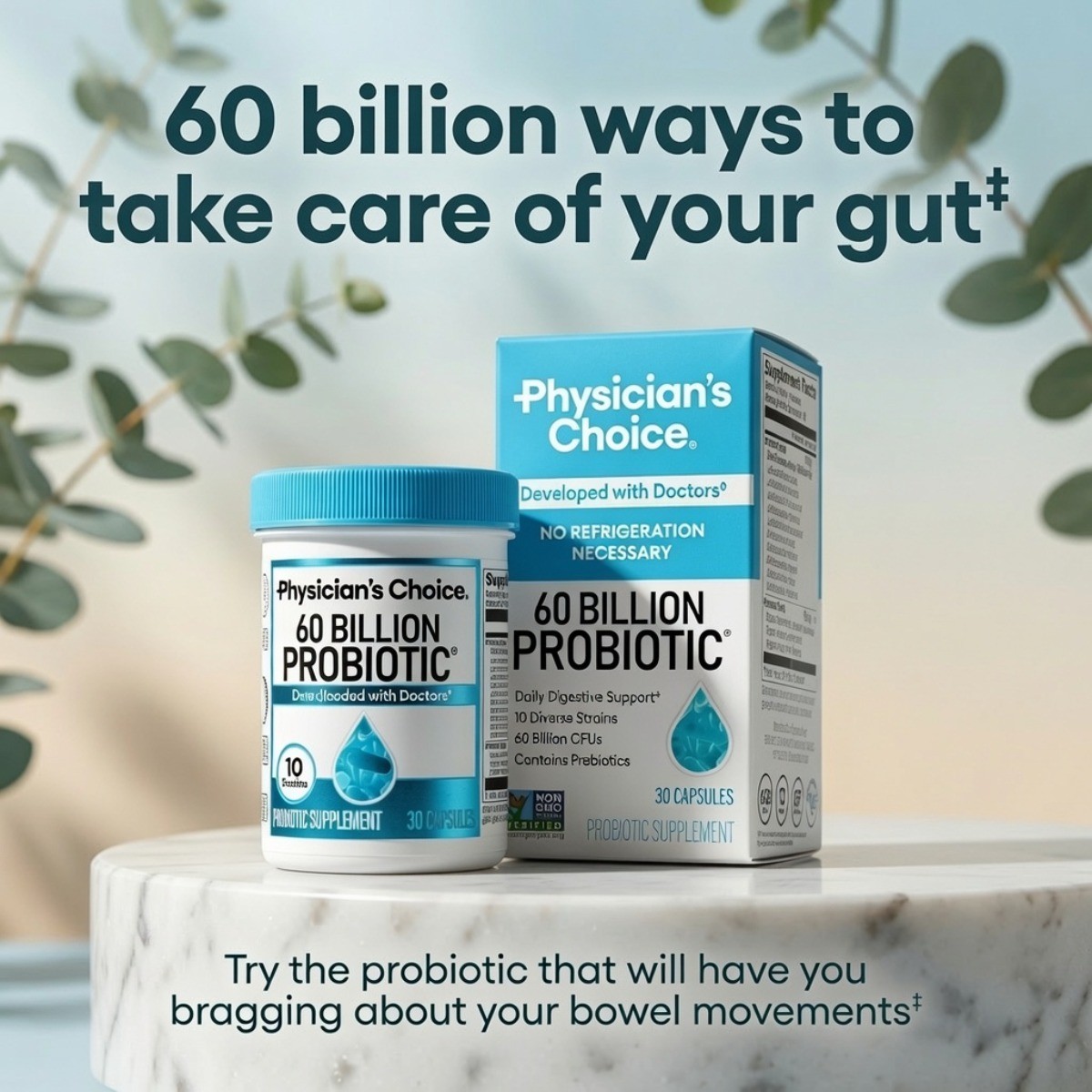 Physician’s Choice 60 Billion Probiotic 84 Caps -10 Strain +Prebiotic,Gut Health
