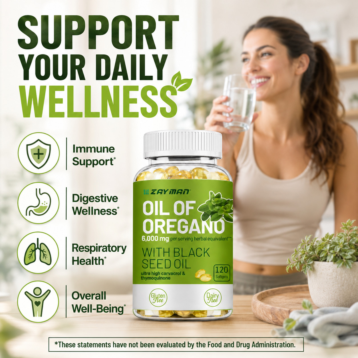 2 in 1 Oil of Oregano & Black Seed Softgels Count with Carvacrol,Immune Support