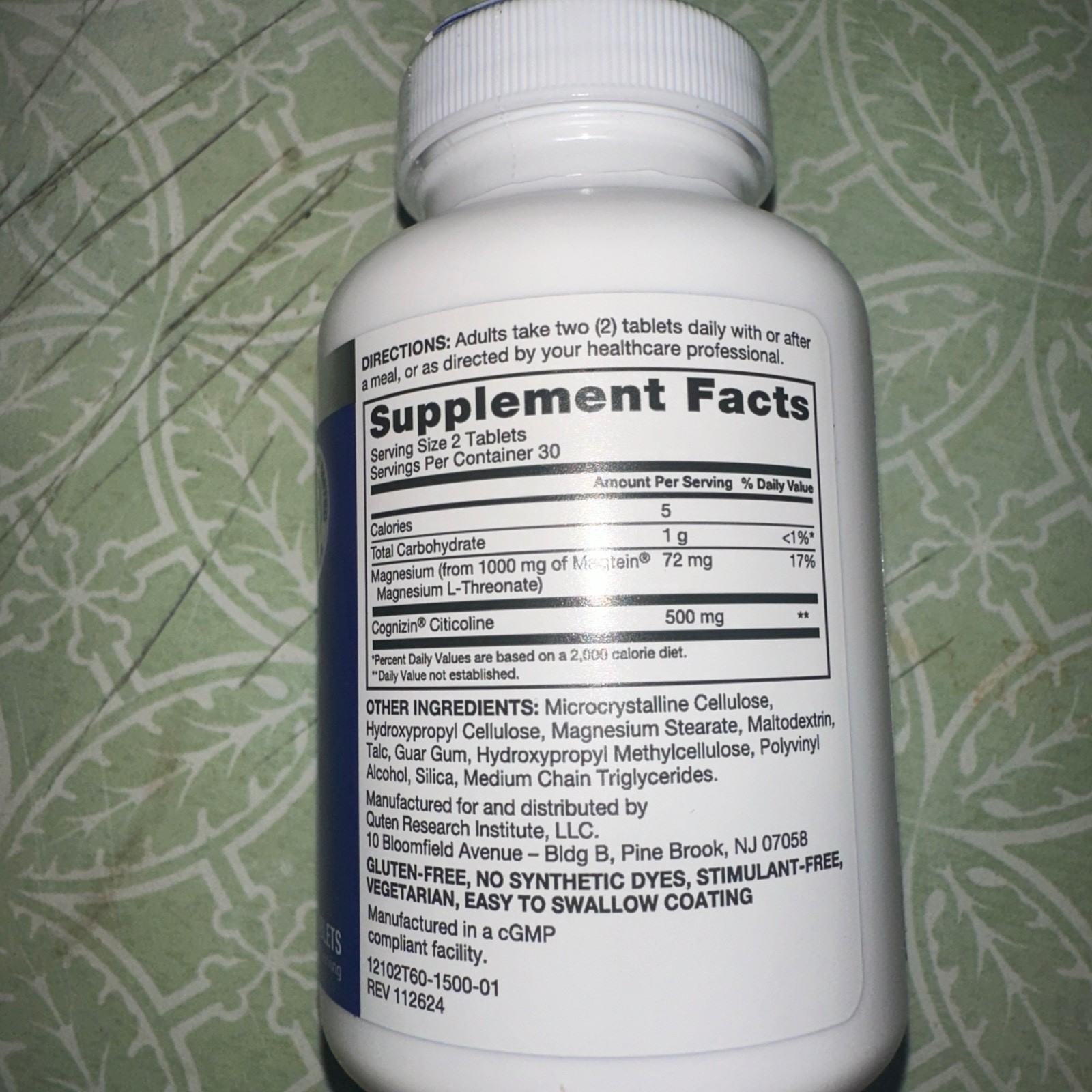 Qunol Brain Health Memory Plus ~ Magnesium L-Threonate & Citicoline ~ 60 Tablets