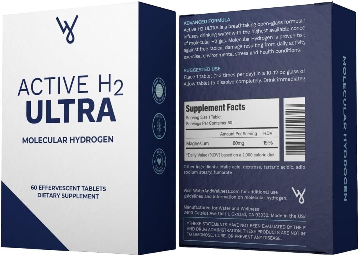 waterandwellness Active H2 Ultra Hydrogen Water Tablet (1 Bottle, 60 Tablets)