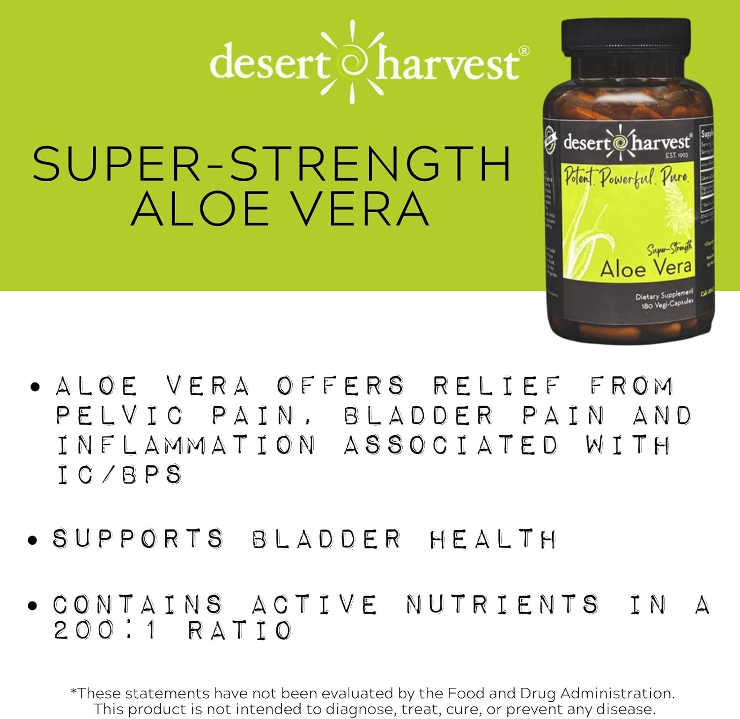 Desert Harvest Super Strength Aloe Vera – 180 Capsules | BRAND NEW