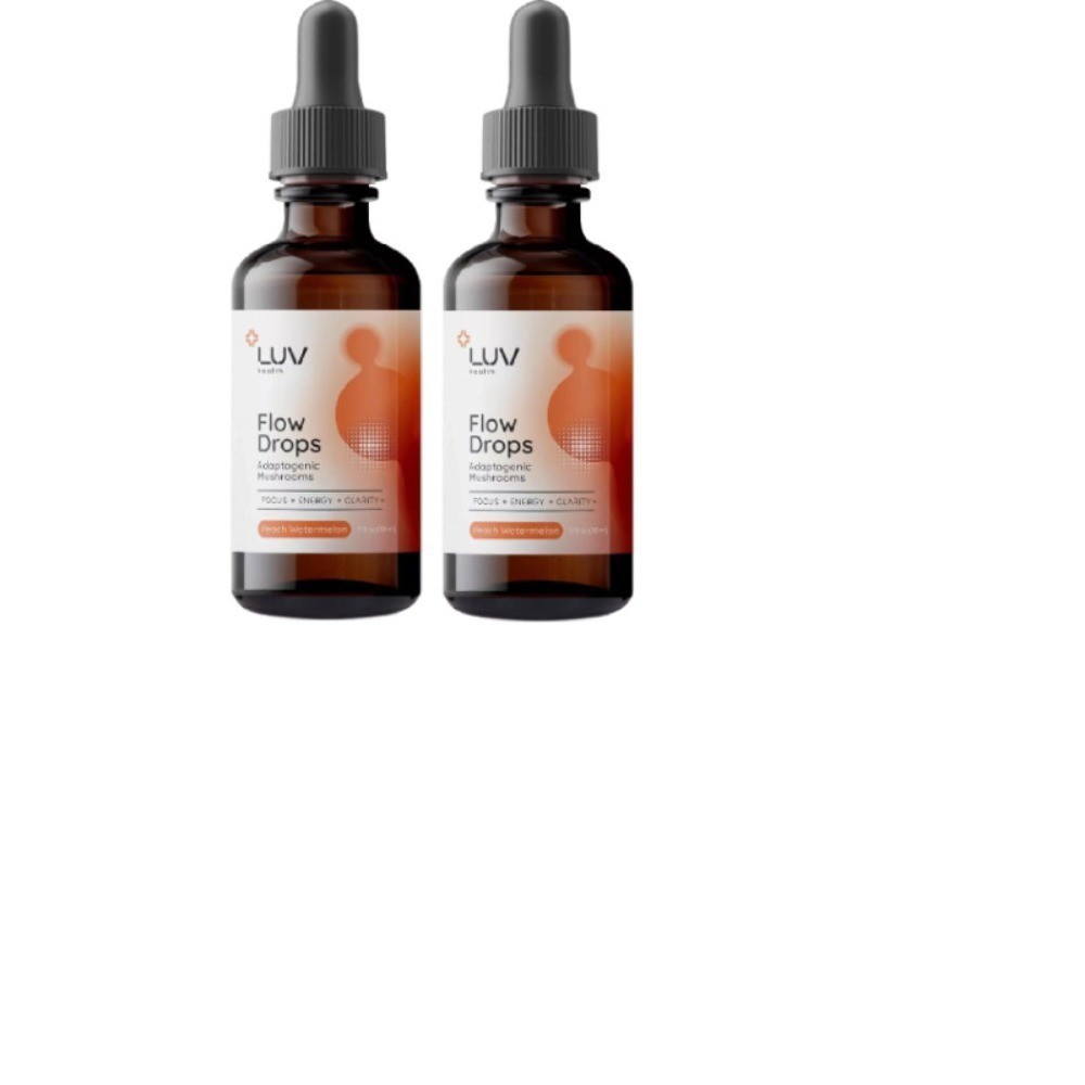 1-5X LUV Health Flow Drops-Adaptogen Mushroom Blend-Peach Watermelon Flavor-1oz~