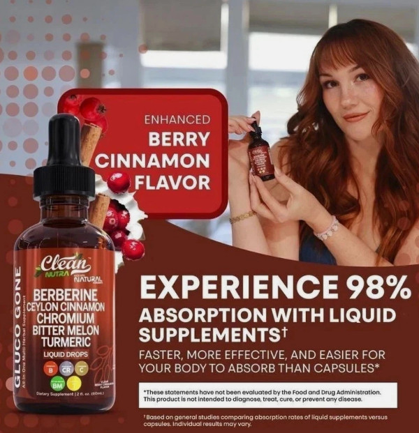Clean Nutra Berberine & Ceylon Cinnamon Liquid Drops for Metabolism Support