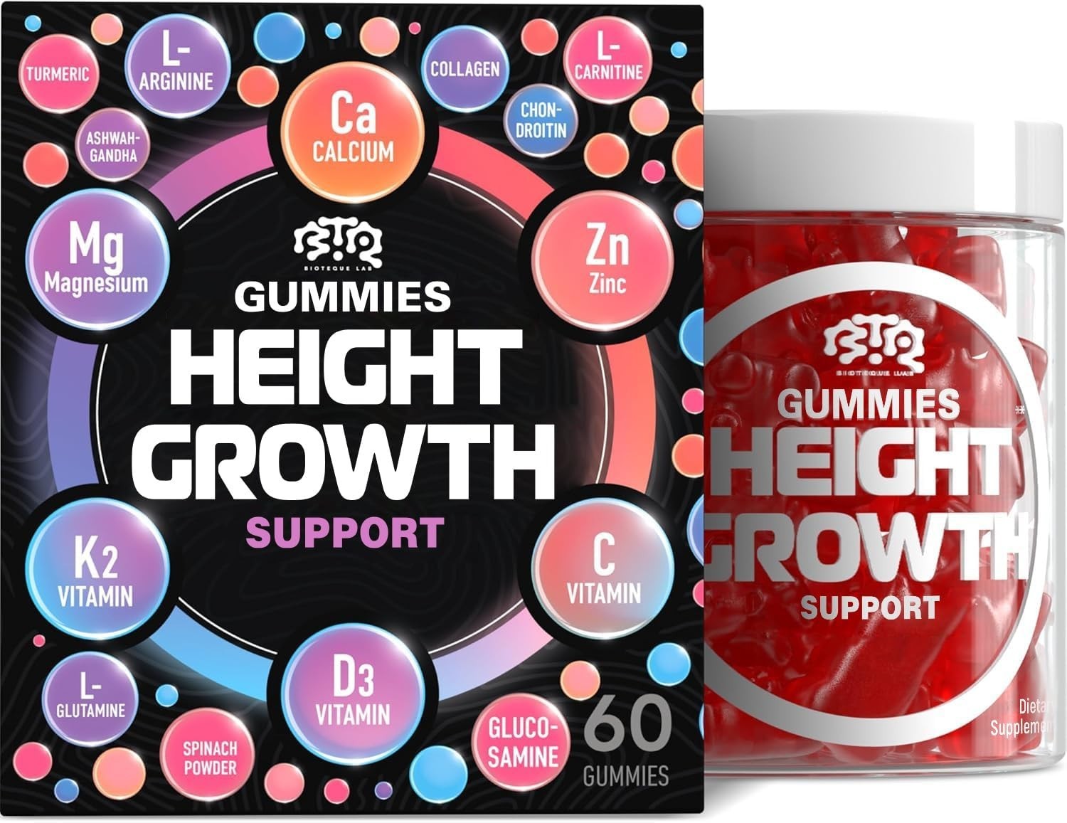 Height Growth Increase Gummies 120G Vitamins BIOTEQUELAB Tall Supplement Calcium