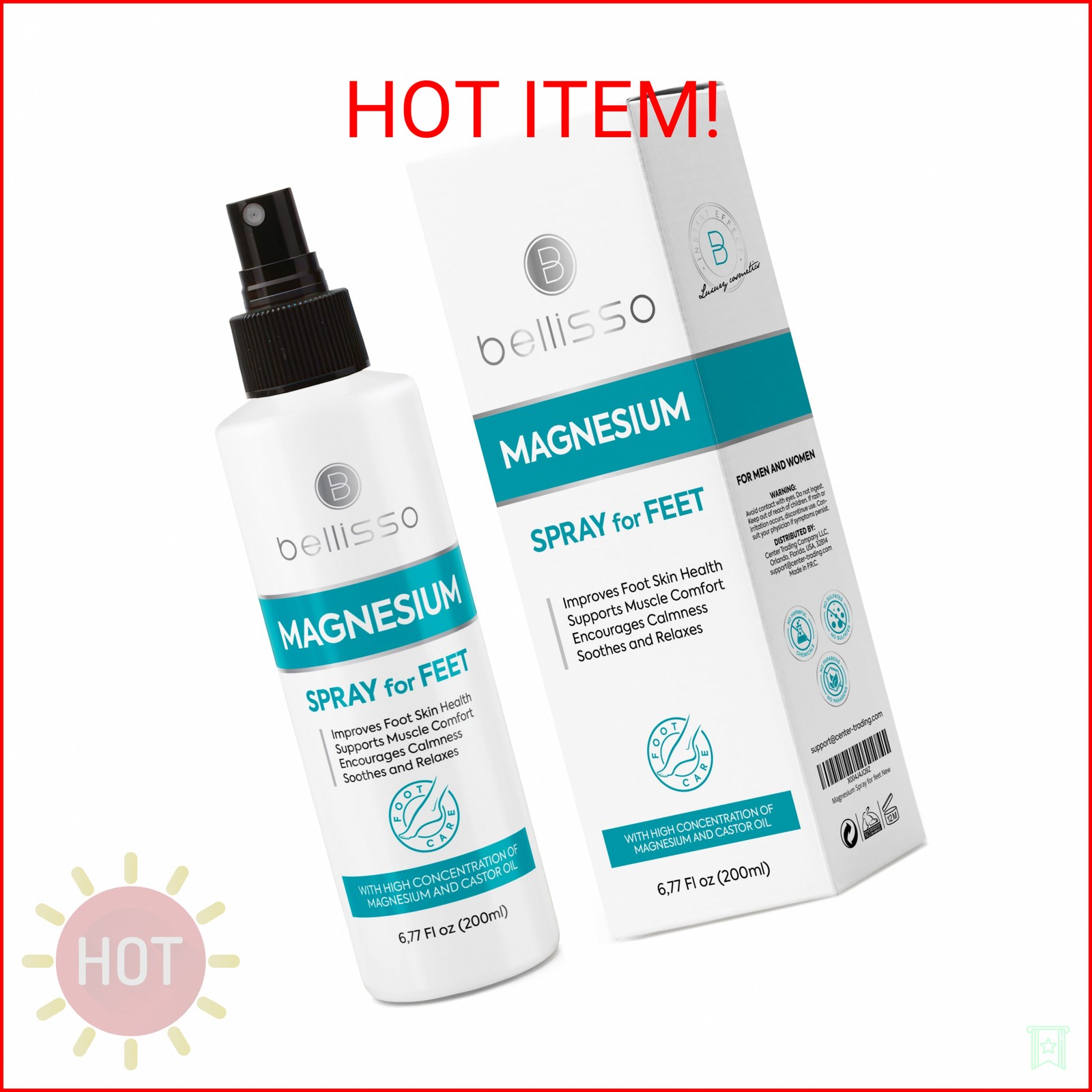 Magnesium Spray for Feet – With Castor Oil- Topical Foot Application for Women,