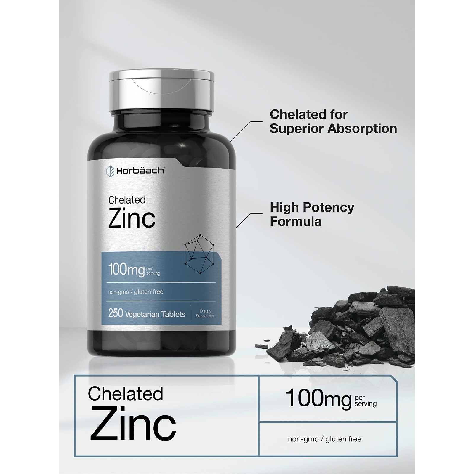 Chelated Zinc Supplement 100mg | 250 Tablets