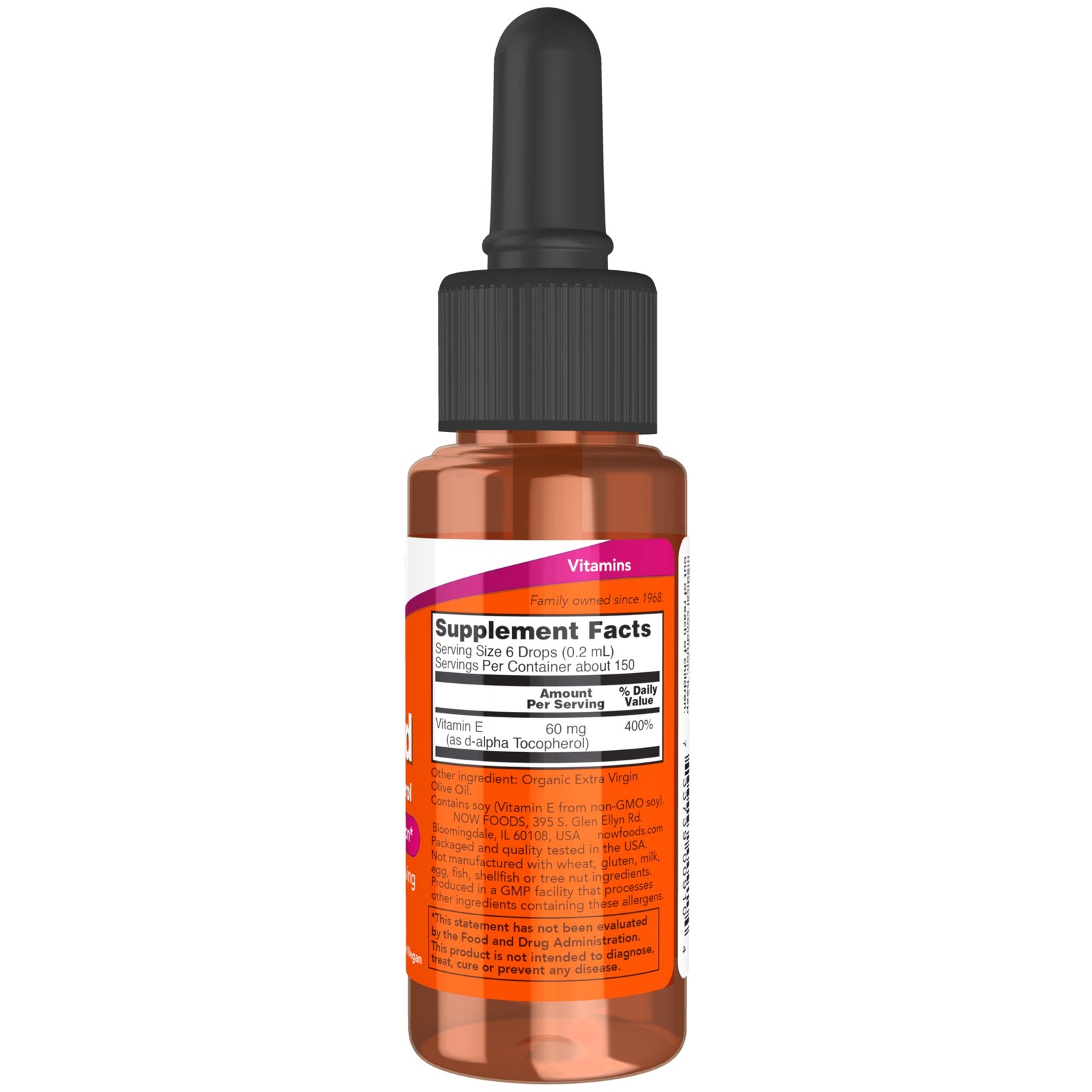 Liquid Vitamin E Supplement 1 Oz Antioxidant Non Gmo Vegan 13650 Iu 6 Drops
