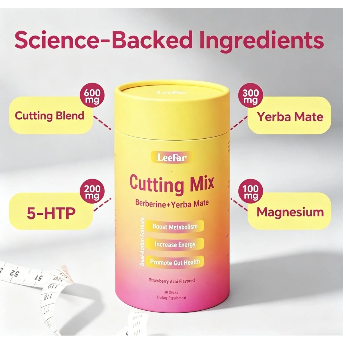 Leefar Cutting Drink Mix – Berberine, Chromium, 5-HTP, Yerba Mate & Magnesium