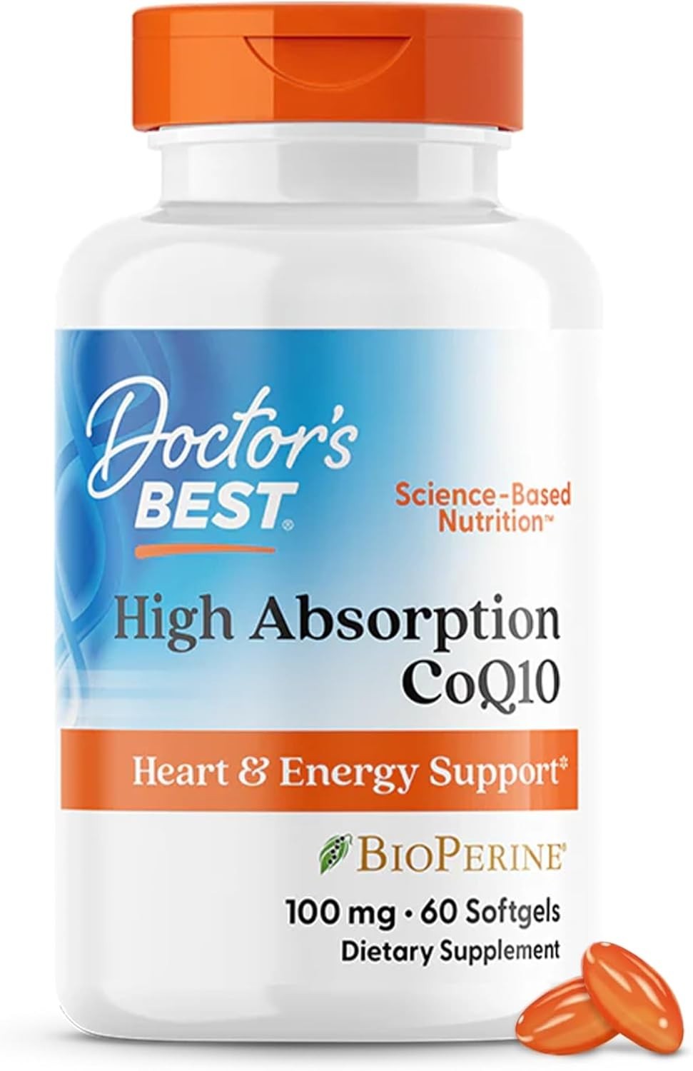 100 mg High Absorption CoQ10 with BioPerine – Heart Health & Energy, 60 Softgels