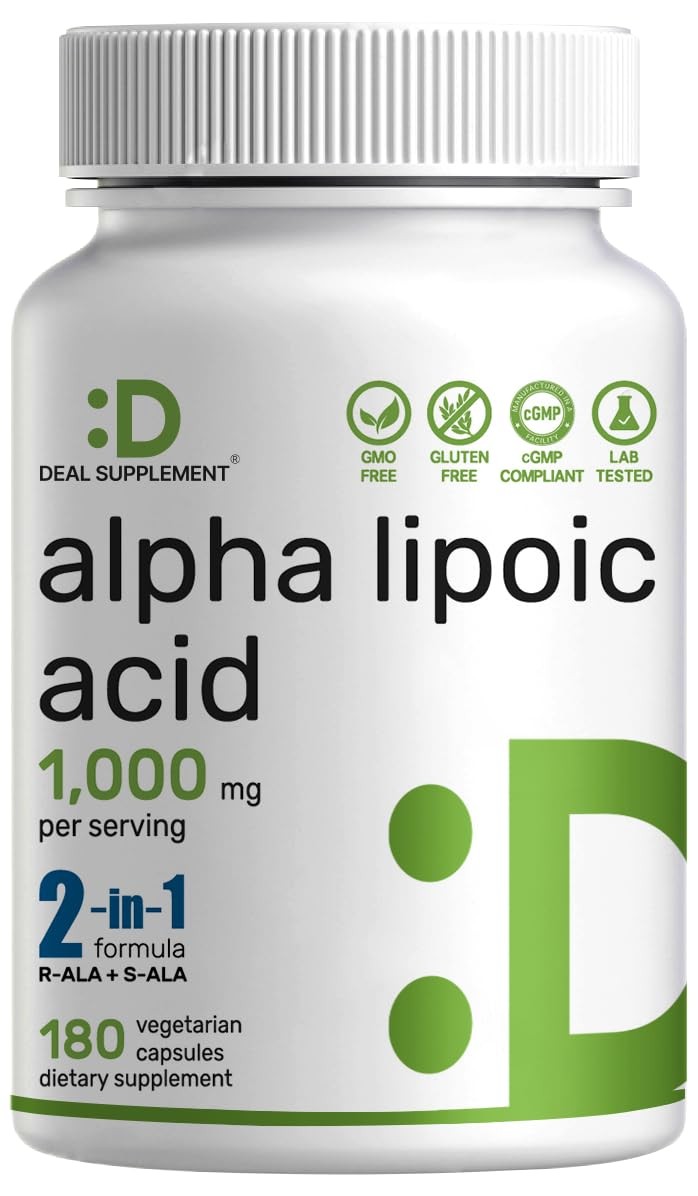 Alpha Lipoic Acid 1,000Mg, 180 Veggie Capsules – 50/50 R-ALA & S-ALA for Max Bio