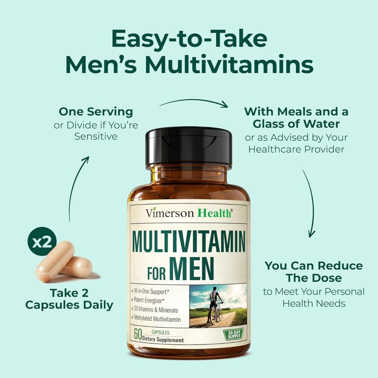 Multivitamin for Men – Methylated Mens Multivitamins & Multiminerals Capsules